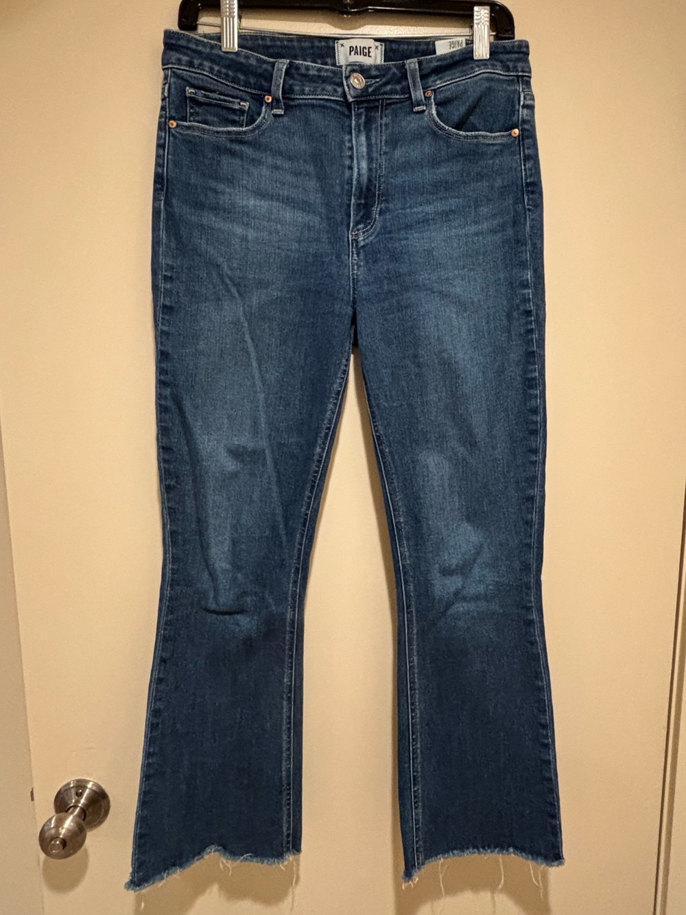 PAIGE Blue High-Rise Colette Crop Flare Jeans